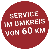 Service-Button Roter Button mit der Schrift SERVICE<br />
IM UMKREIS<br />
VON 60 KM